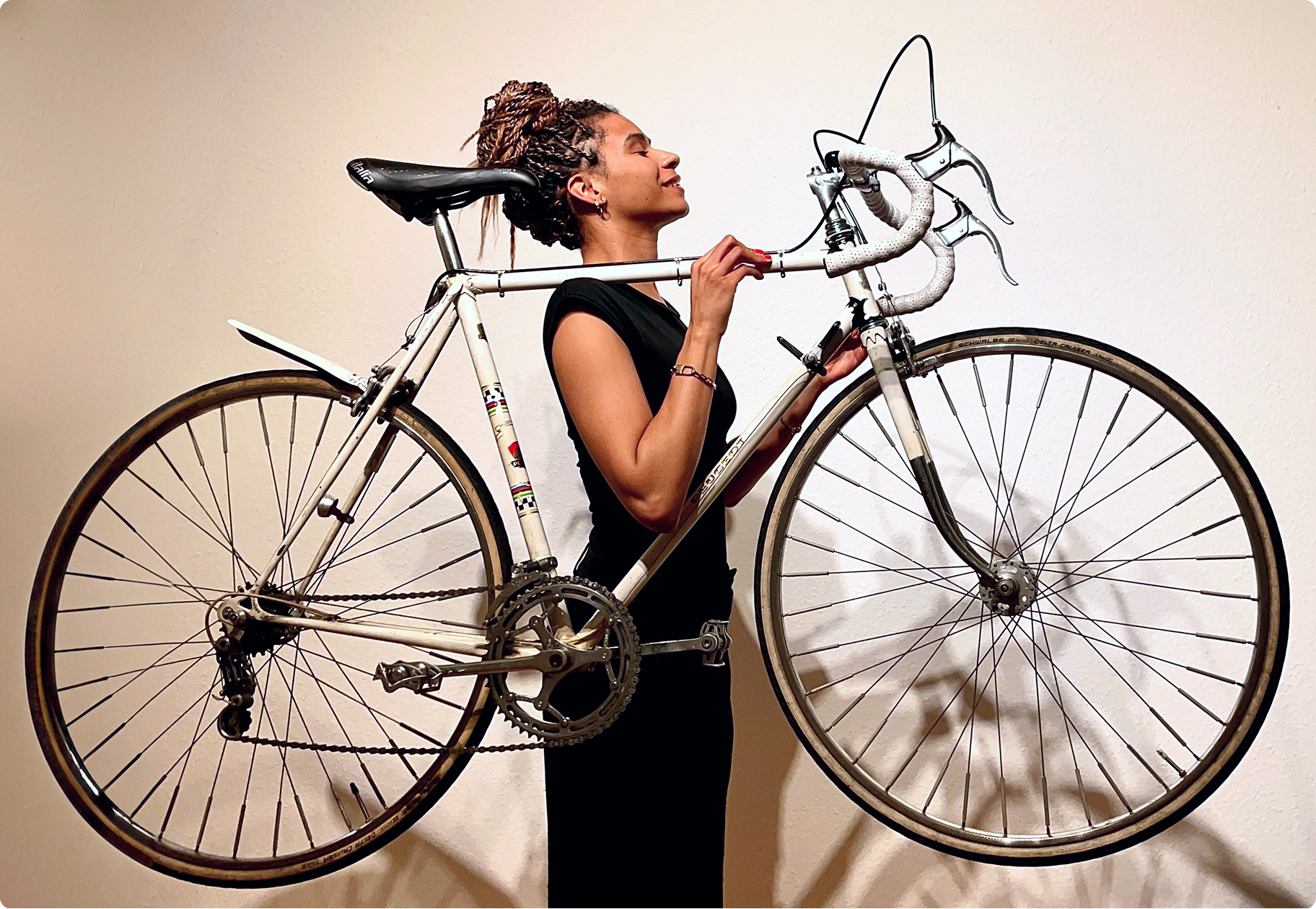 Fatou-Anaïs and her favourite bike, Paul