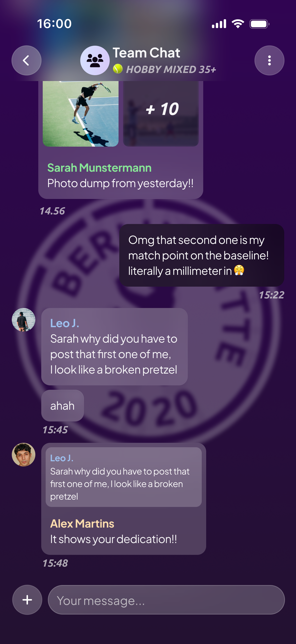 The same chat interface in different clubs' colours and logos