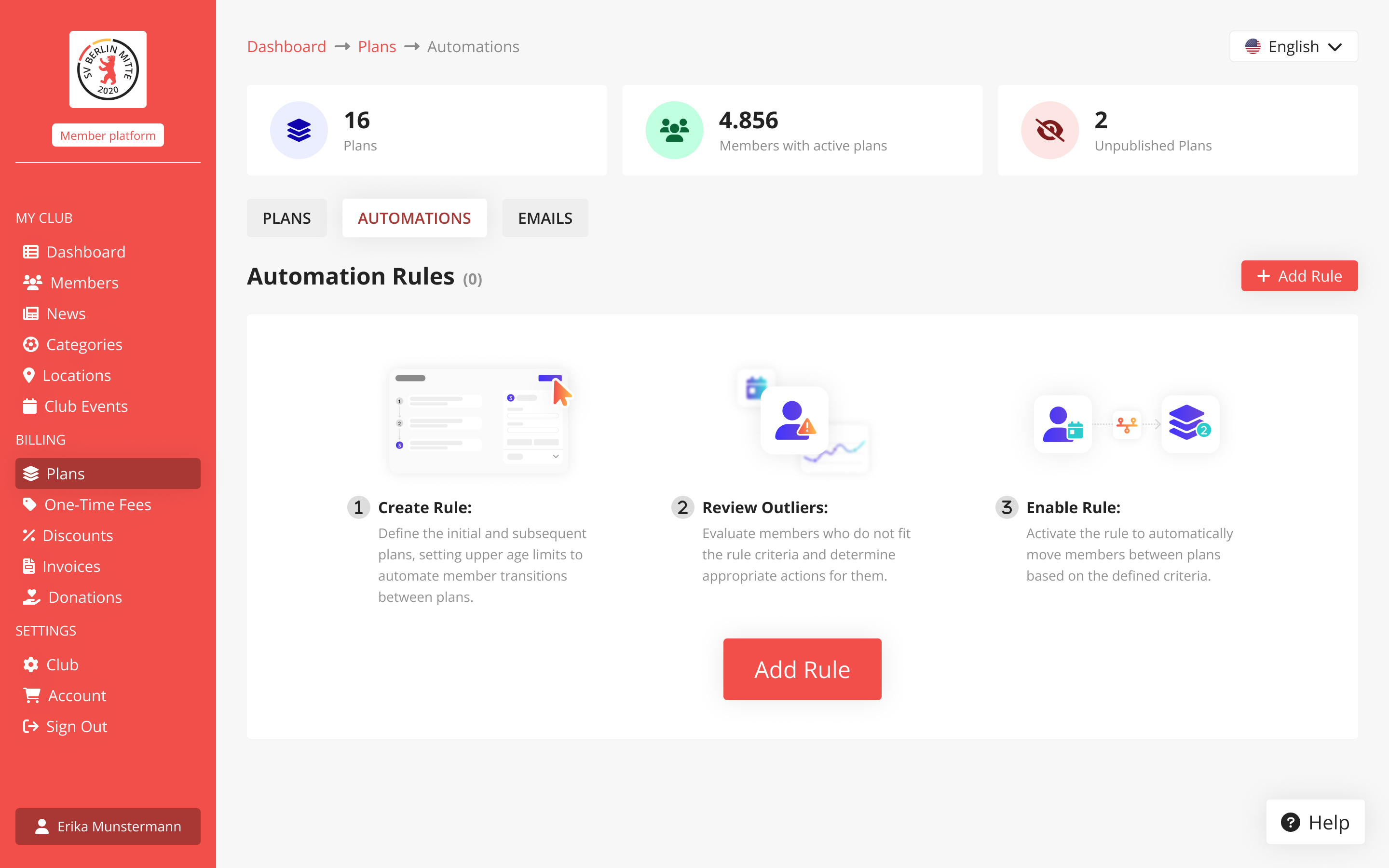 Subscription management interface